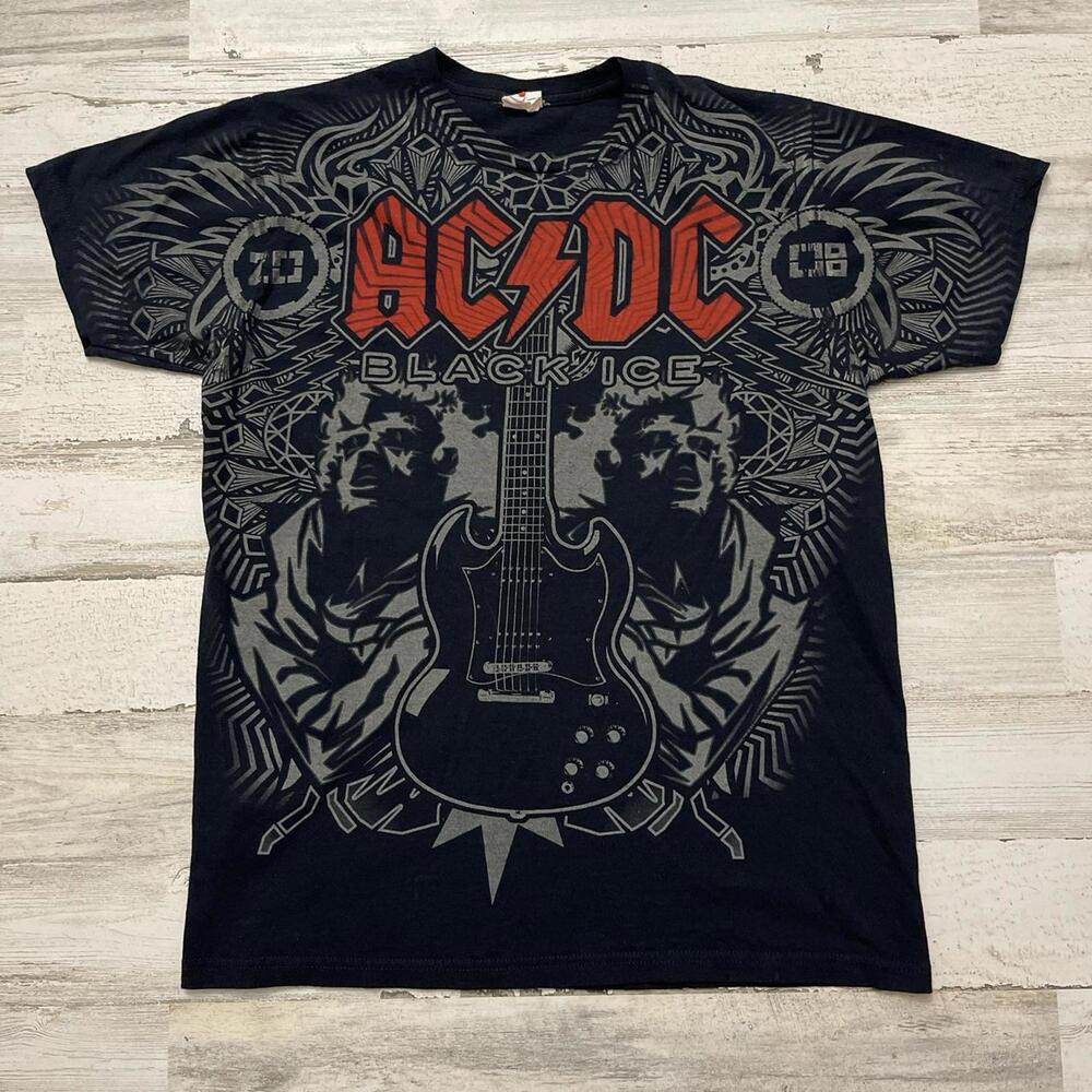 Y2K Retro AC/DC Black Ice Rock and Roll Grunge Emo T-Shirt L